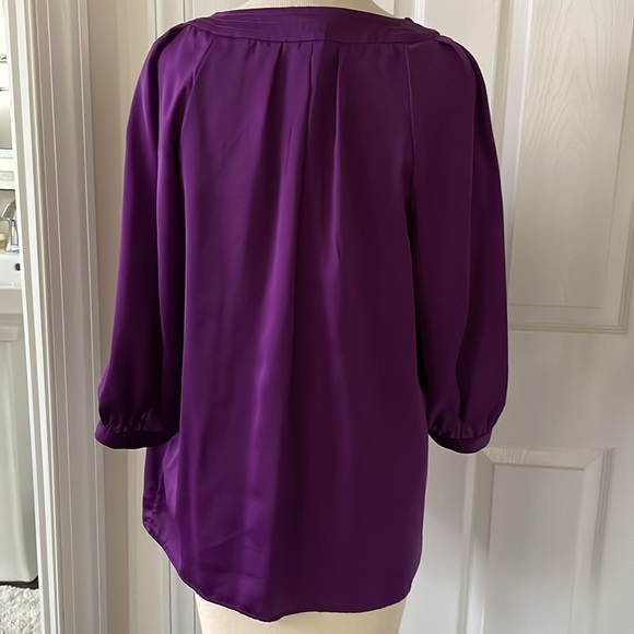 Banana Republic purple tunic style pullover top 3/4 puff sleeve L - Picture 5 of 6